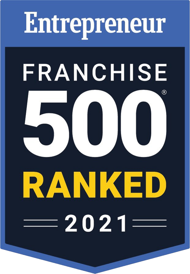 Entrepreneur magazine badge reads: Franchise 500 Ranked for 2021